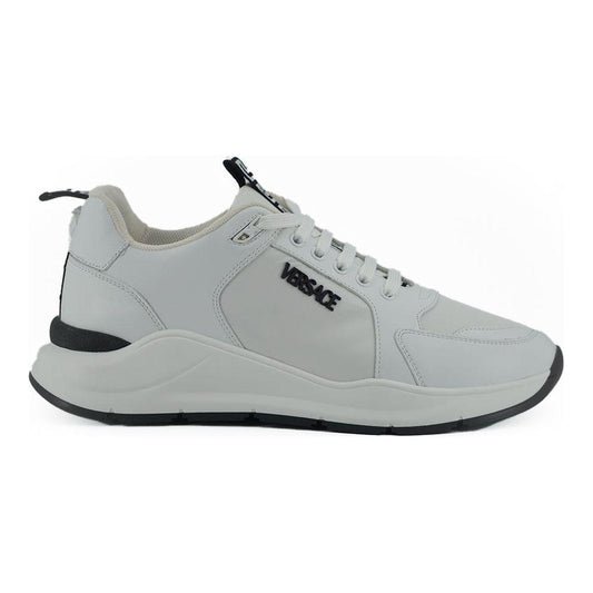 Versace Sleek White Calf Leather Sneakers Versace Dark Gray