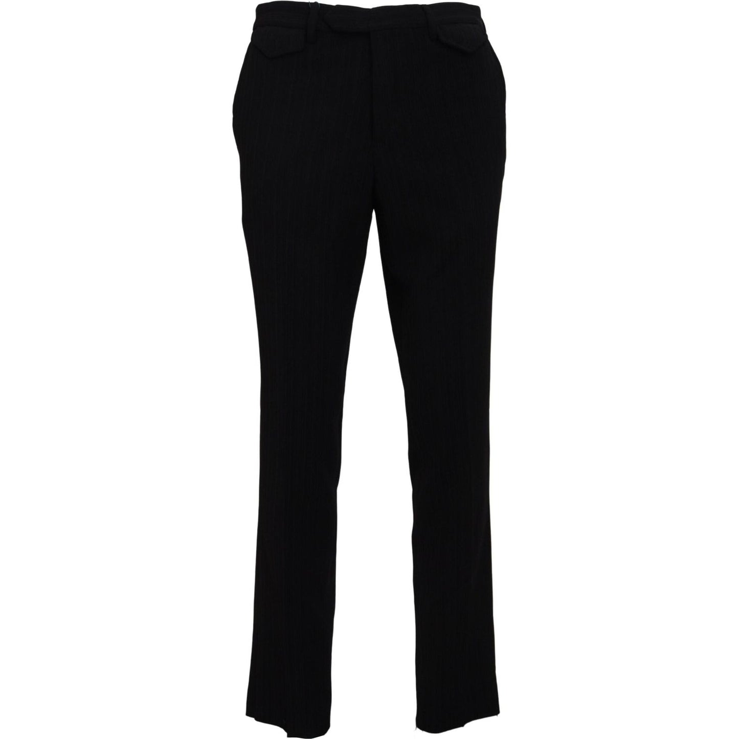 BENCIVENGA Black Cotton Straight Fit Men Formal Pants BENCIVENGA