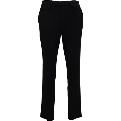 BENCIVENGA Black Cotton Straight Fit Men Formal Pants BENCIVENGA