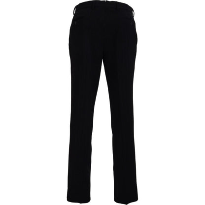 BENCIVENGA Black Cotton Straight Fit Men Formal Pants BENCIVENGA