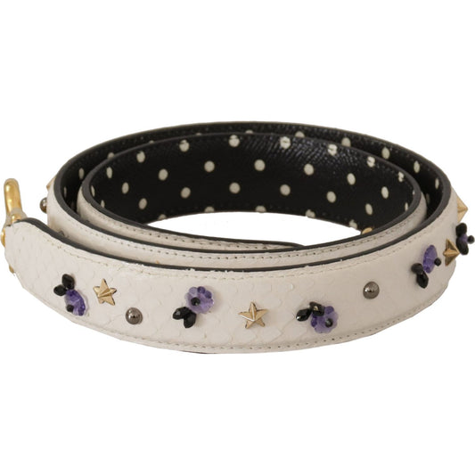 Dolce & Gabbana Elegant White Leather Shoulder Strap Accessory Dolce & Gabbana Black