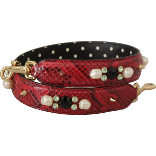 Dolce & Gabbana Elegant Red Python Leather Shoulder Strap Dolce & Gabbana Saddle Brown