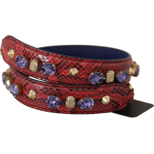 Dolce & Gabbana Elegant Red Python Leather Handbag Strap Dolce & Gabbana Saddle Brown