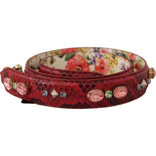 Dolce & Gabbana Elegant Red Python Leather Bag Strap Dolce & Gabbana Saddle Brown