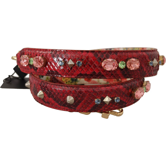 Dolce & Gabbana Elegant Red Python Leather Bag Strap Dolce & Gabbana Saddle Brown