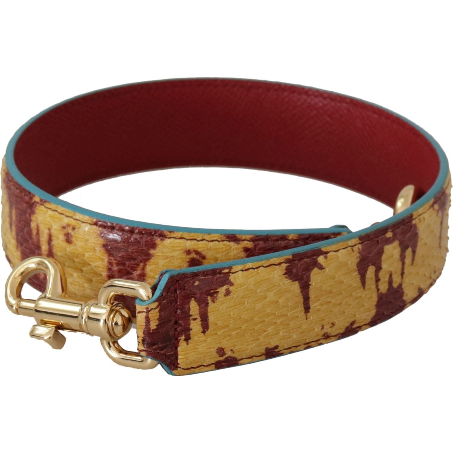 Dolce & Gabbana Yellow Red Leather Gold Tone Shoulder Strap