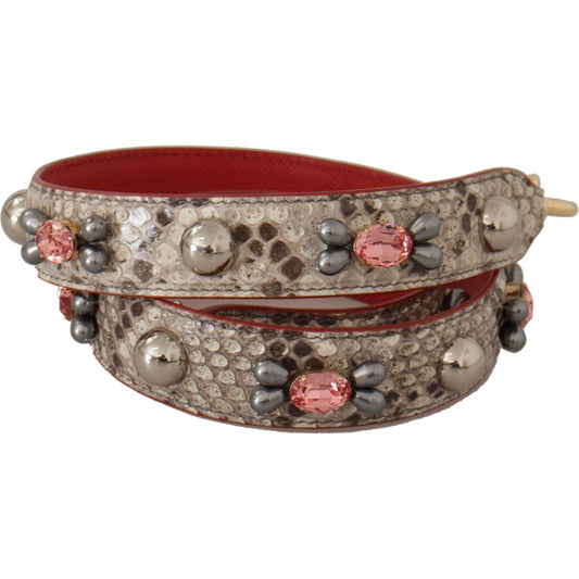 Dolce & Gabbana Opulent Python Leather Bag Strap in Beige Dolce & Gabbana Dim Gray