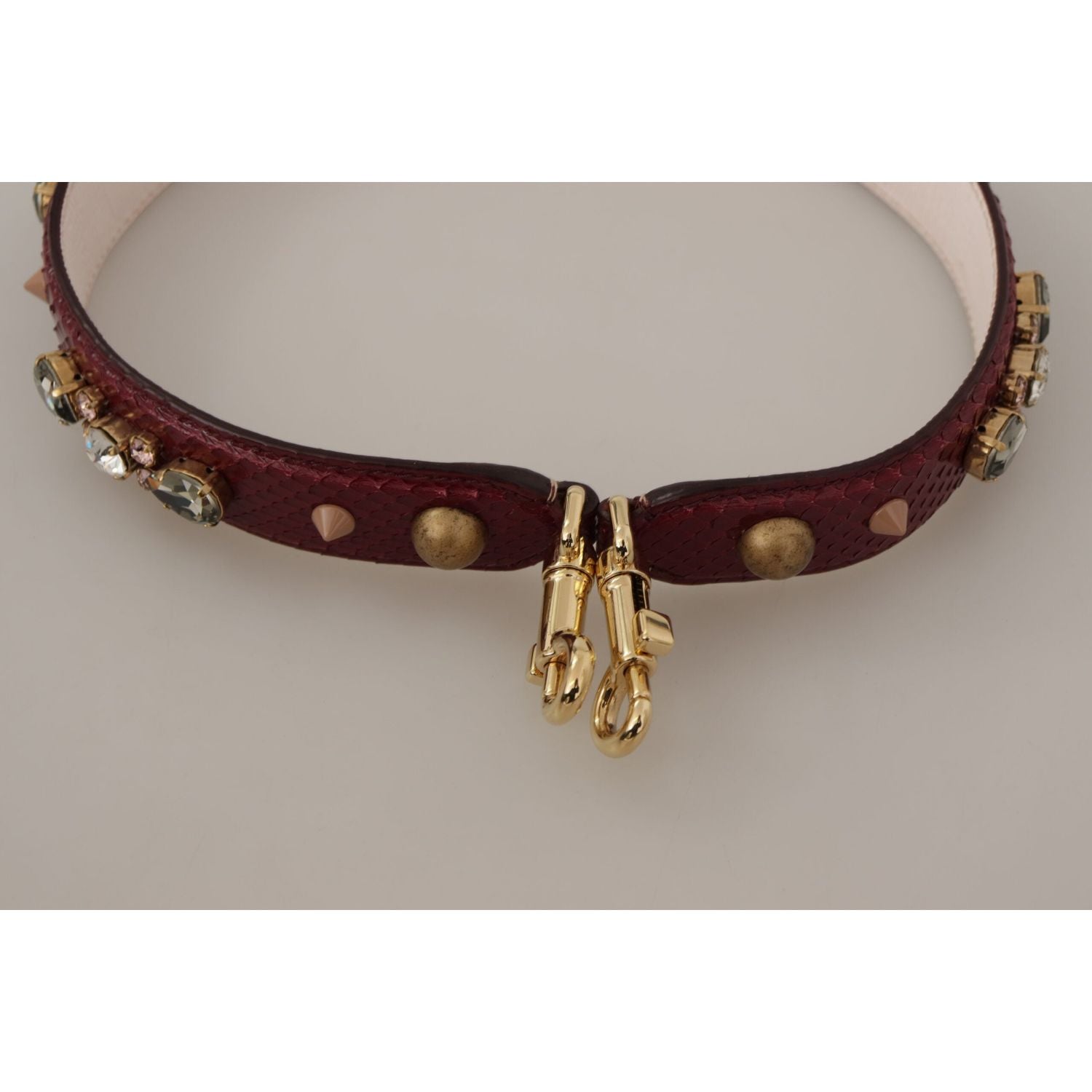 Dolce & Gabbana Bordeaux Leather Crystals Bag Shoulder Strap