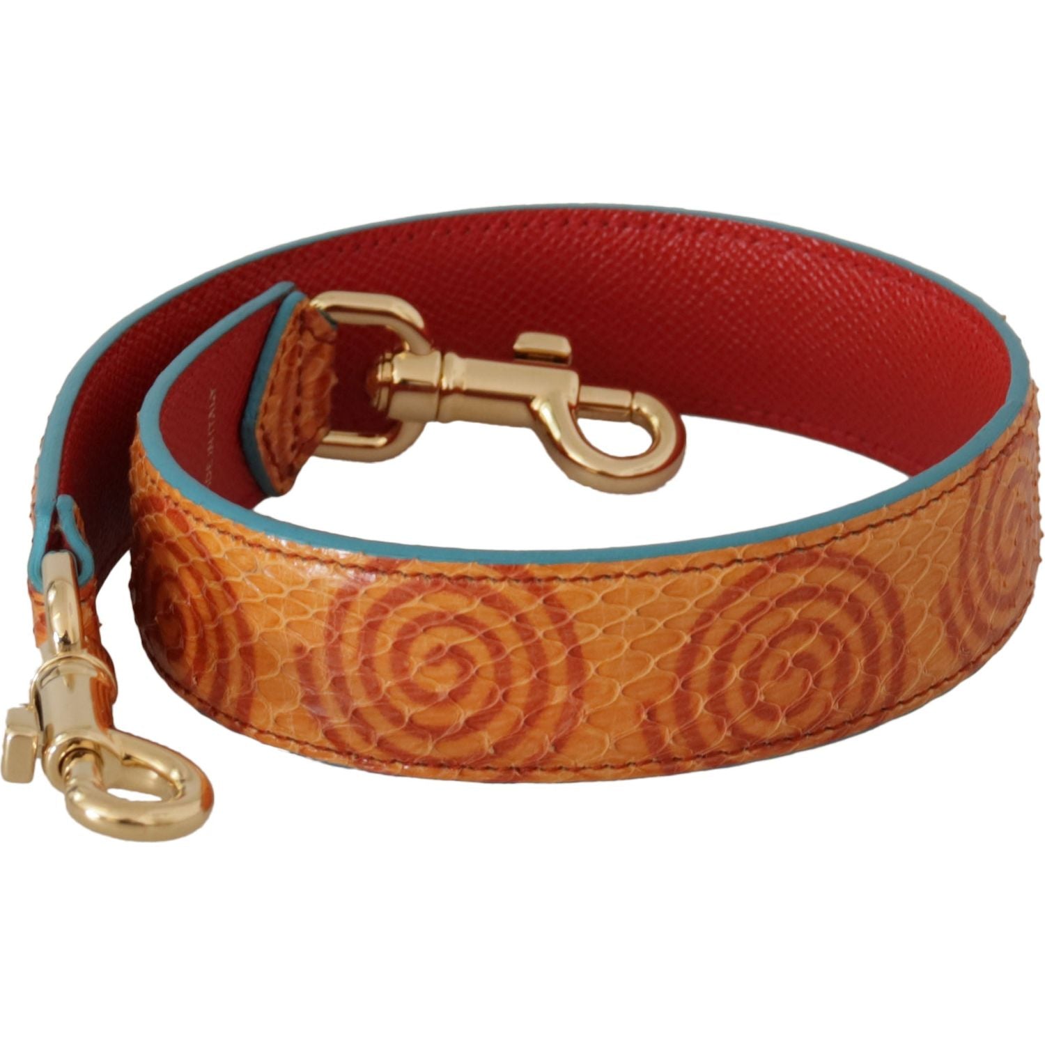 Dolce & Gabbana Orange Leather Swirl Print Bag Shoulder Strap