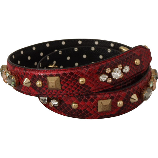Dolce & Gabbana Red Python Leather Shoulder Bag Strap Dolce & Gabbana Black