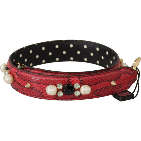 Dolce & Gabbana Elegant Red Python Leather Shoulder Strap Dolce & Gabbana Dark Slate Gray