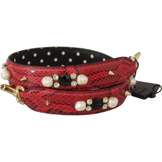 Dolce & Gabbana Elegant Red Python Leather Shoulder Strap Dolce & Gabbana Brown