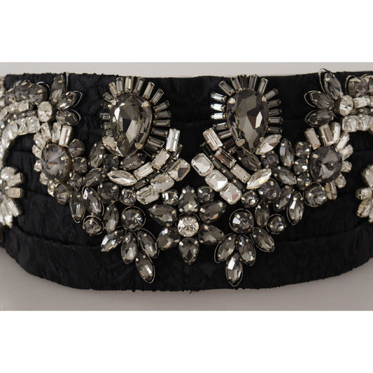 Dolce & Gabbana Elegant Rhinestone-Embellished Silk Belt Dolce & Gabbana Black