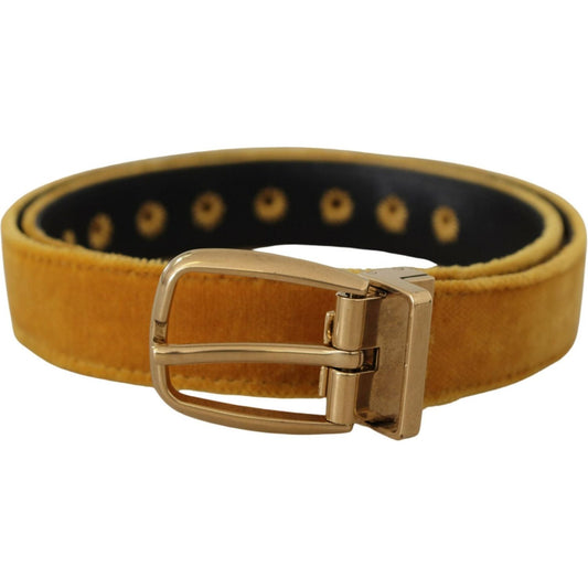 Dolce & Gabbana Elegant Velvet Gold Buckle Women's Belt Dolce & Gabbana Sienna