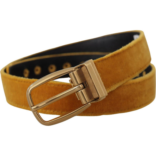 Dolce & Gabbana Elegant Velvet Gold Buckle Women's Belt Dolce & Gabbana Sienna