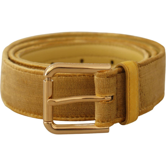 Dolce & Gabbana Elegant Velvet Designer Gold-Buckled Belt Dolce & Gabbana Sienna