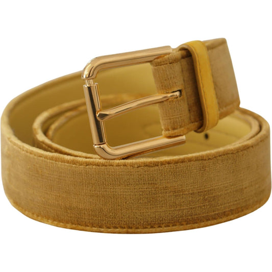 Dolce & Gabbana Elegant Velvet Designer Gold-Buckled Belt Dolce & Gabbana Sienna