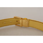 Dolce & Gabbana Yellow Velvet Gold Metal Logo Engraved Buckle Belt