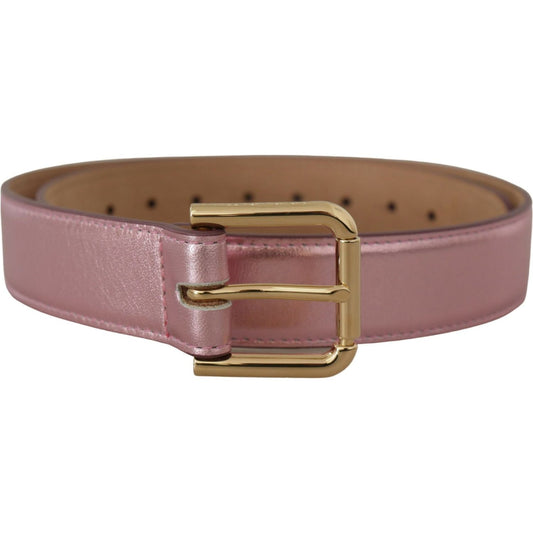 Dolce & Gabbana Elegant Metallic Pink Leather Belt Dolce & Gabbana Dim Gray