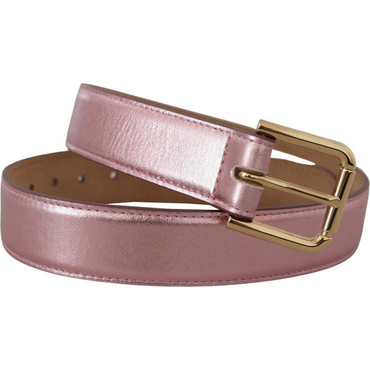 Dolce & Gabbana Elegant Metallic Pink Leather Belt Dolce & Gabbana Dim Gray