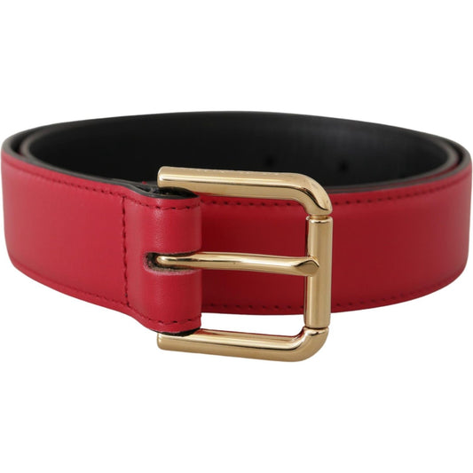 Dolce & Gabbana Elegant Red Leather Belt with Gold-Tone Buckle Dolce & Gabbana Brown
