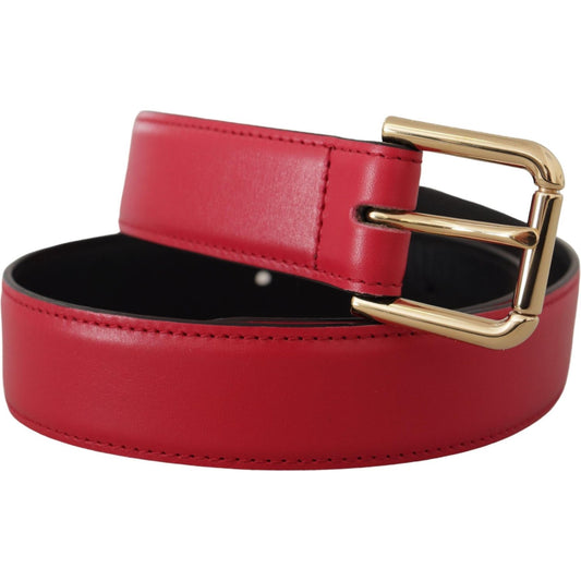 Dolce & Gabbana Elegant Red Leather Belt with Gold-Tone Buckle Dolce & Gabbana Brown