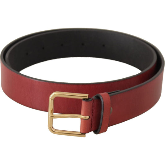 Dolce & Gabbana Elegant Red Leather Belt with Engraved Buckle Dolce & Gabbana Dark Slate Gray