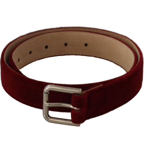 Dolce & Gabbana Elegant Velvet Logo Engraved Belt Dolce & Gabbana Saddle Brown