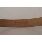 Dolce & Gabbana Blue Leather Jacquard Embossed Gold Metal Buckle Belt