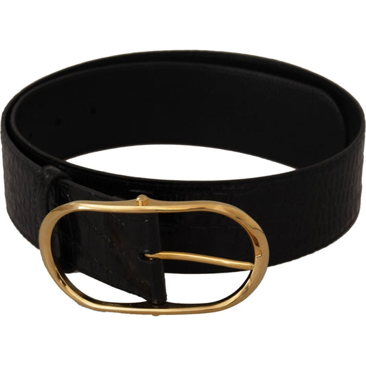 Dolce & Gabbana Chic Black Leather Logo Belt Dolce & Gabbana Black