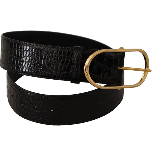 Dolce & Gabbana Chic Black Leather Logo Belt Dolce & Gabbana Black