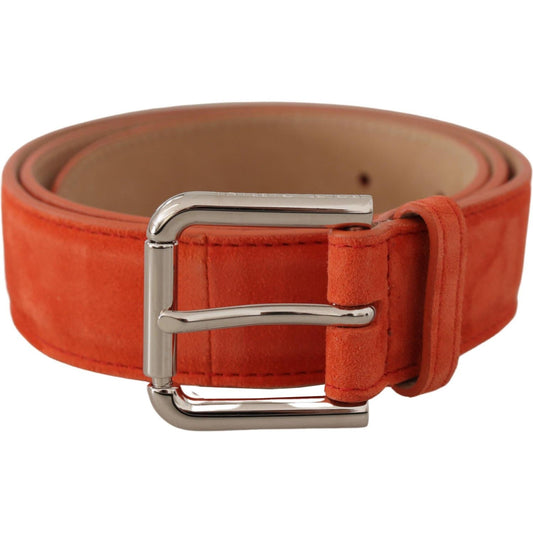 Dolce & Gabbana Elegant Suede Leather Belt in Vibrant Orange Dolce & Gabbana Sienna