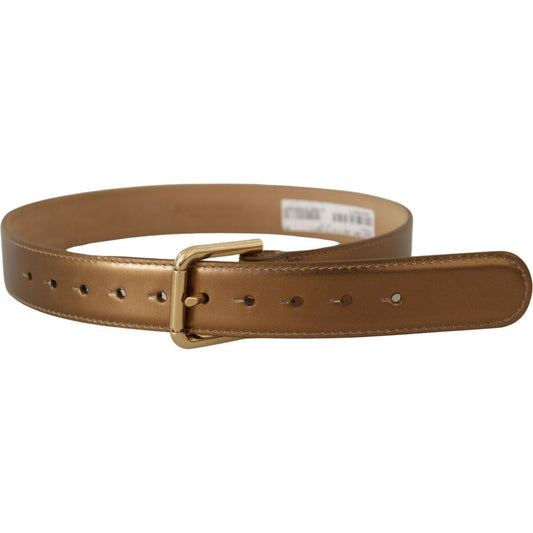 Dolce & Gabbana Bronze Leather Belt with Gold-Toned Buckle Dolce & Gabbana Sienna