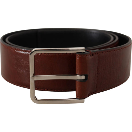 Dolce & Gabbana Elegant Leather Belt with Engraved Buckle Dolce & Gabbana Black