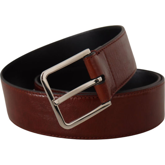 Dolce & Gabbana Elegant Leather Belt with Engraved Buckle Dolce & Gabbana Black