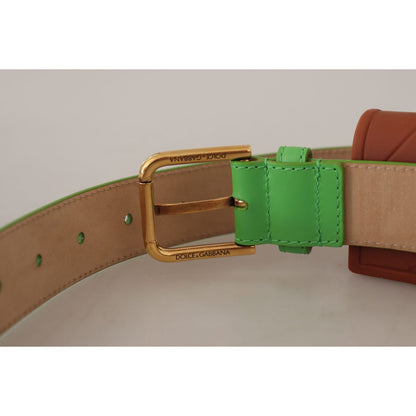 Dolce & Gabbana Green Leather Devotion Heart Micro Bag Headphones Belt