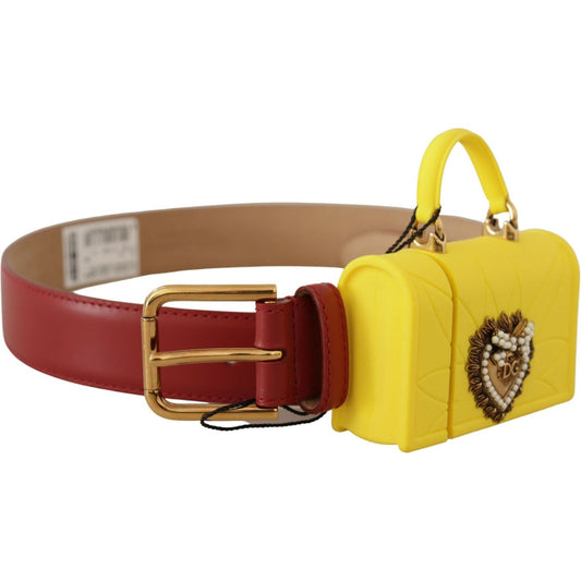 Dolce & Gabbana Elegant Red Leather Engraved Buckle Belt Dolce & Gabbana Goldenrod