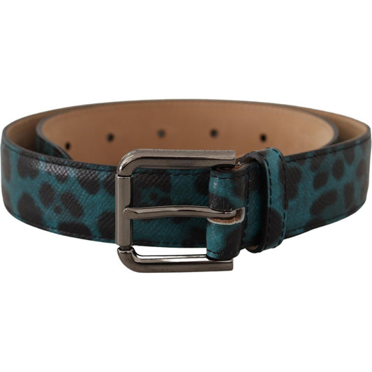 Dolce & Gabbana Engraved Logo Leather Belt in Blue Green Dolce & Gabbana Dark Slate Gray