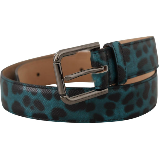 Dolce & Gabbana Engraved Logo Leather Belt in Blue Green Dolce & Gabbana Dark Slate Gray