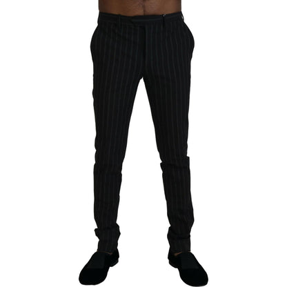 BENCIVENGA Black Stripes Viscose Dress Pants BENCIVENGA