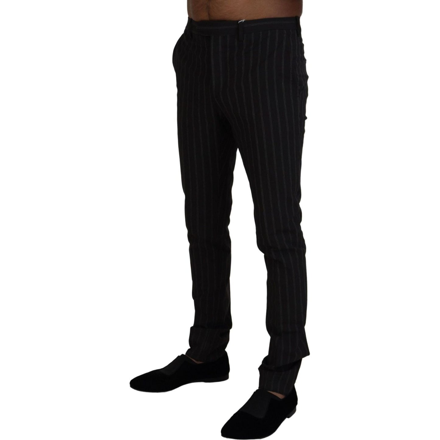 BENCIVENGA Black Stripes Viscose Dress Pants BENCIVENGA
