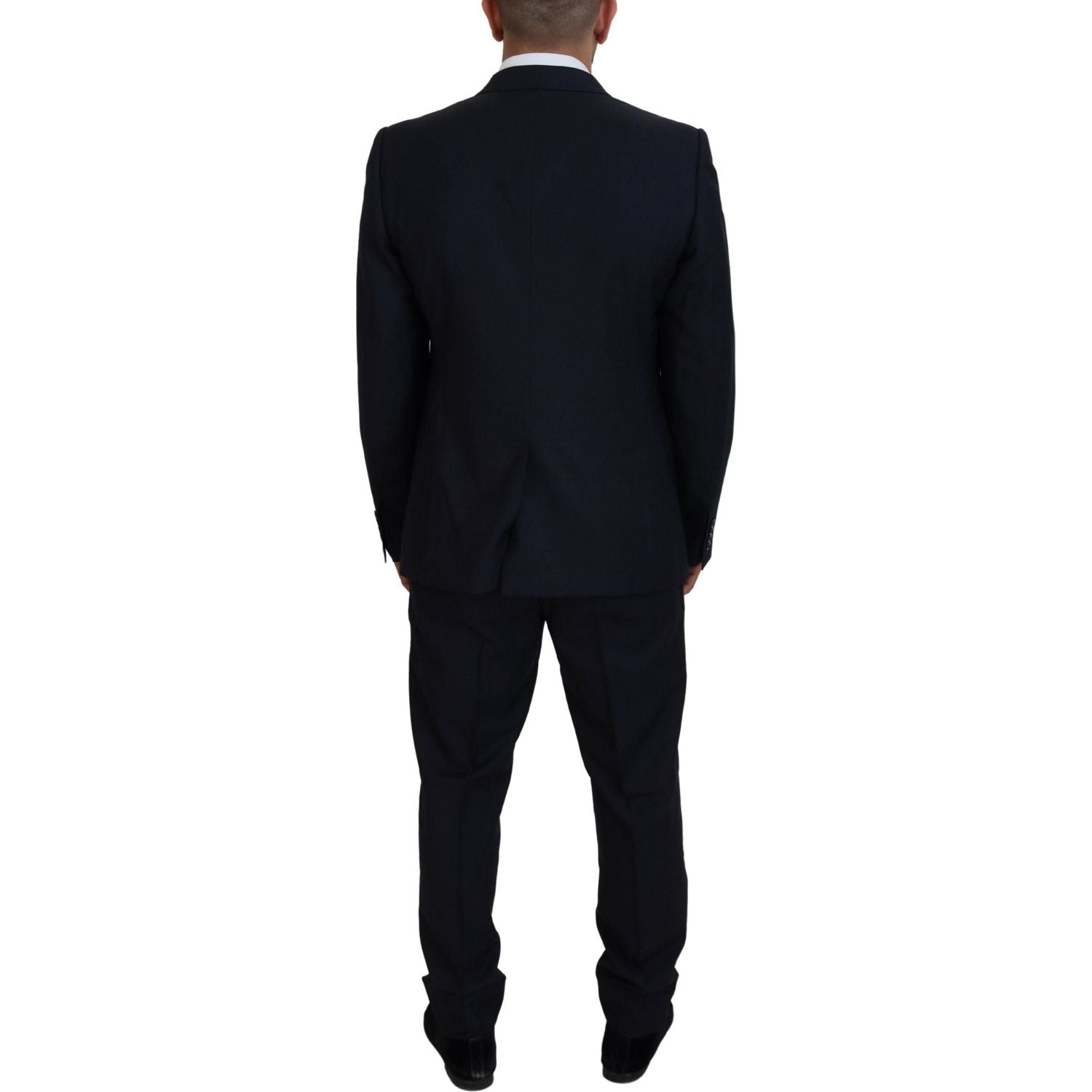 优雅蓝色马提尼羊毛丝混纺西装