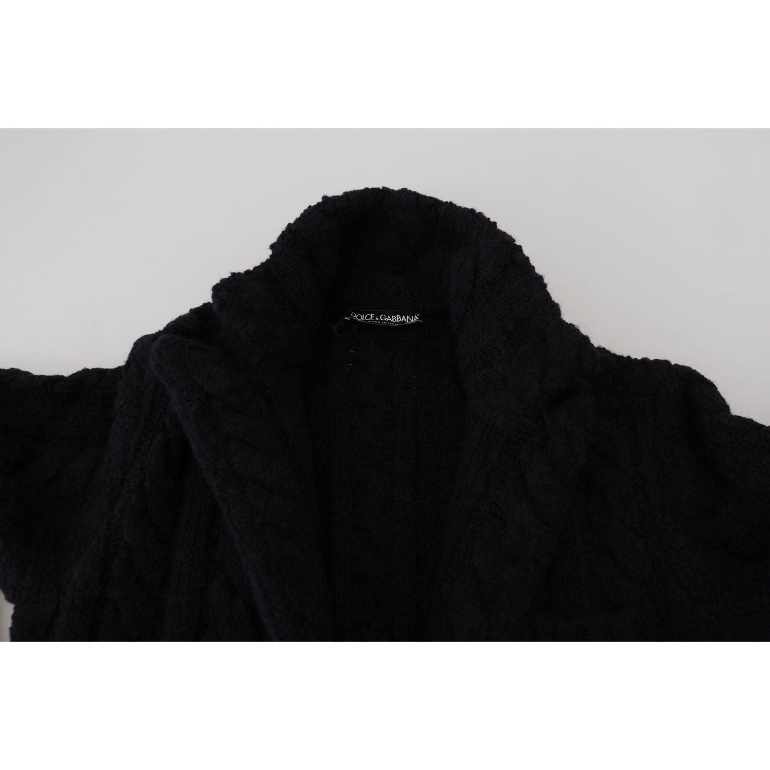 Dolce & Gabbana Black Wool Knit Button Cardigan Sweater