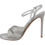 Prada Elegant Silver Stiletto Heels Sandals Prada Dark Gray