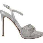 Prada Elegant Silver Stiletto Heels Sandals Prada Dark Gray