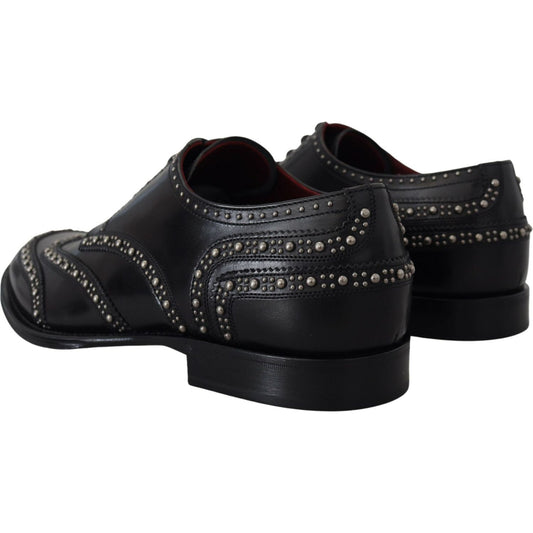 Dolce & Gabbana Elegant Studded Black Derby Shoes Dolce & Gabbana Black