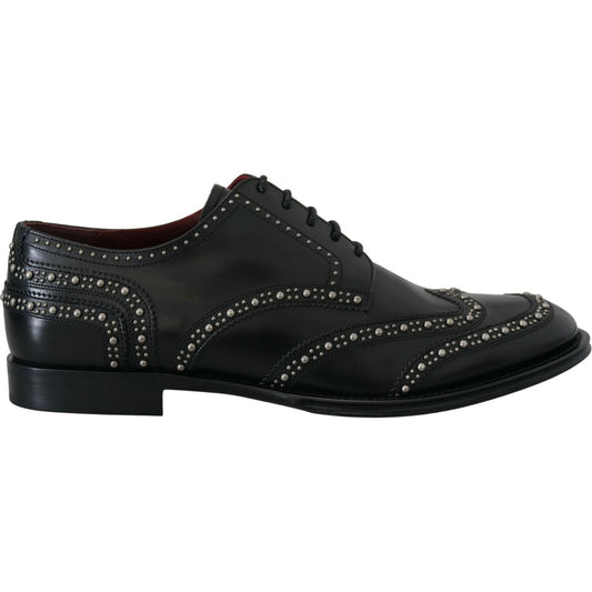Dolce & Gabbana Elegant Studded Black Derby Shoes Dolce & Gabbana Black