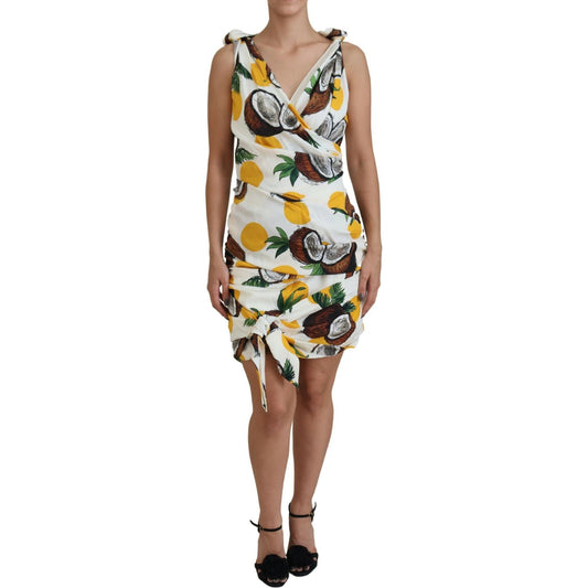Dolce & Gabbana Elegant White Silk Sheath Mini Dress Dolce & Gabbana Rosy Brown