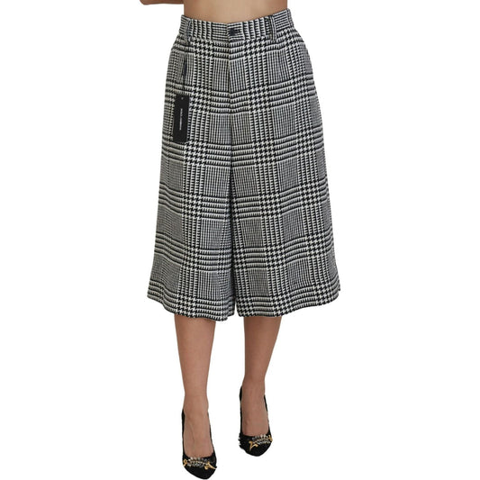Dolce & Gabbana Elegant High Waist Plaid Midi Pants Dolce & Gabbana Dark Slate Gray