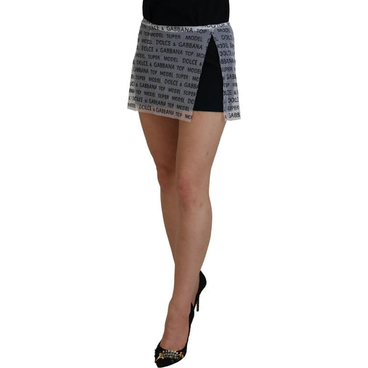 Dolce & Gabbana Elegant White Logo Print Mini Skirt Dolce & Gabbana Dim Gray